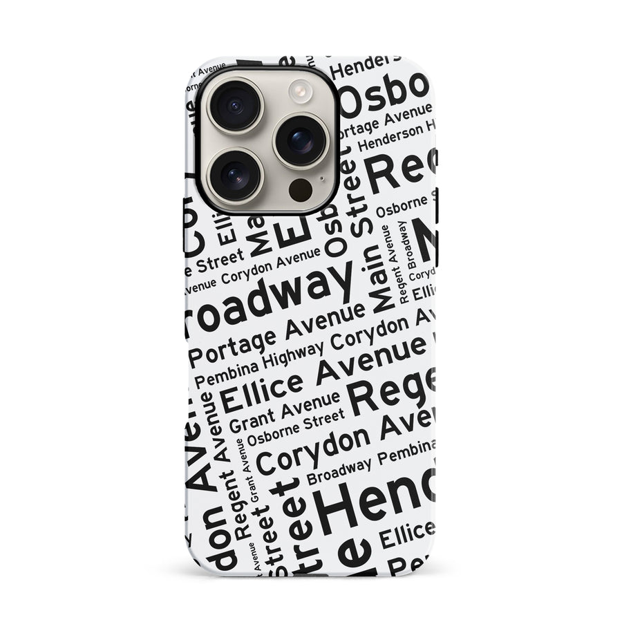 iPhone 16 Pro Winnipeg Street Names Canadiana Phone Case - White