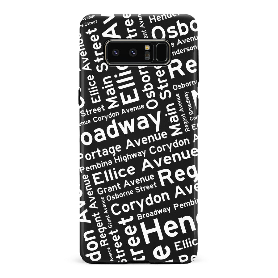 Samsung Galaxy Note 8 Winnipeg Street Names Canadiana Phone Case - Black