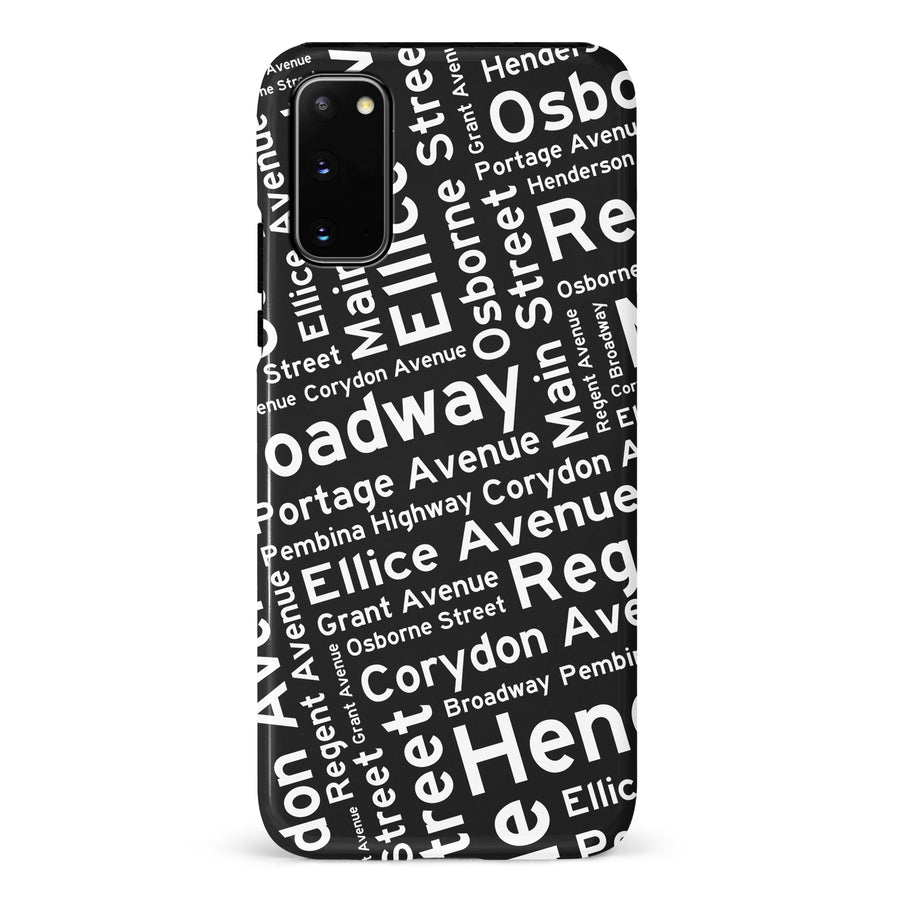Samsung Galaxy S20 Winnipeg Street Names Canadiana Phone Case - Black