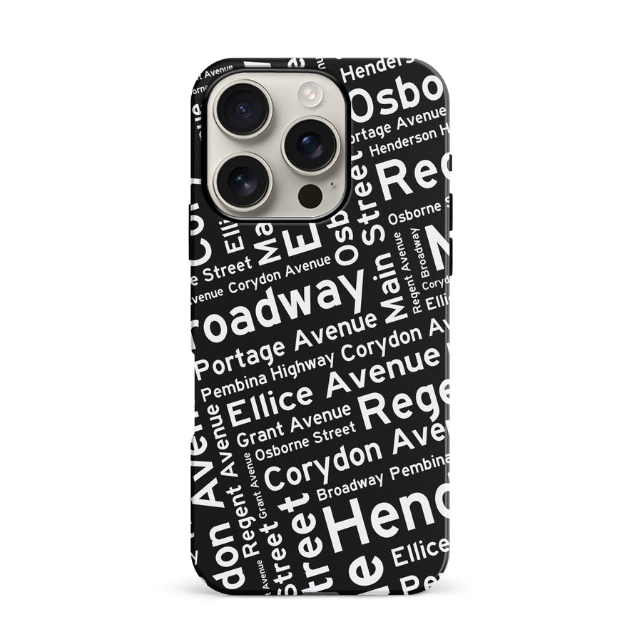 iPhone 16 Pro Winnipeg Street Names Canadiana Phone Case - Black