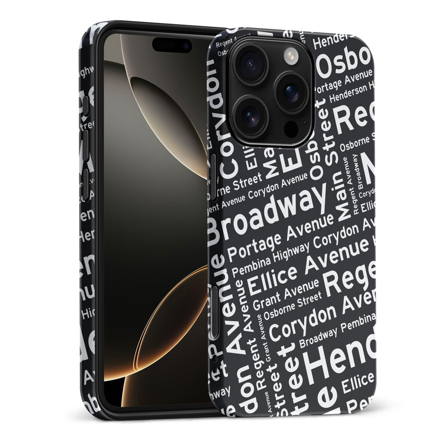 Winnipeg Street Names Canadiana Phone Case - Black