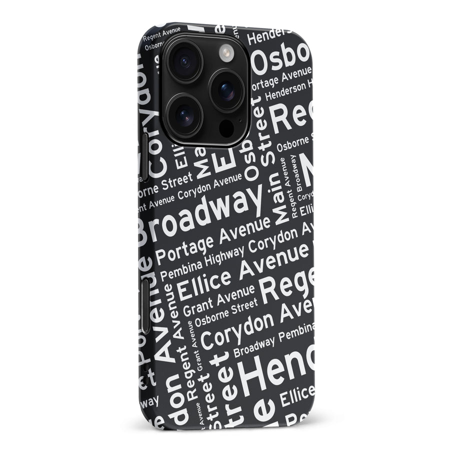 iPhone 16 Pro Max Winnipeg Street Names Canadiana Phone Case - Black