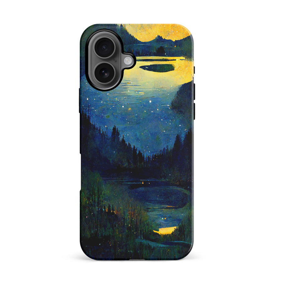 iPhone 16 Green Lake Nature Phone Case