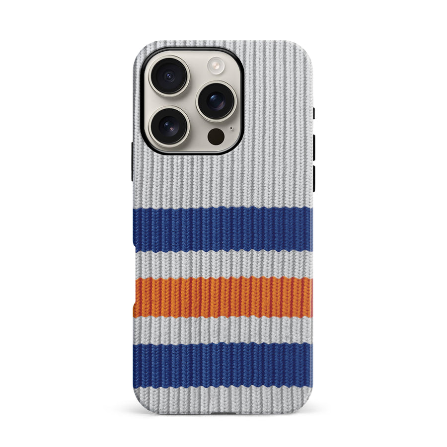 iPhone 16 Pro Hockey Sock Phone Case - Edmonton Oilers Away