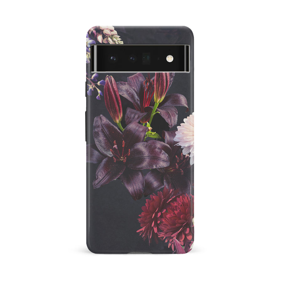 Google Pixel 6A Lily Phone Case in Dark Burgundy