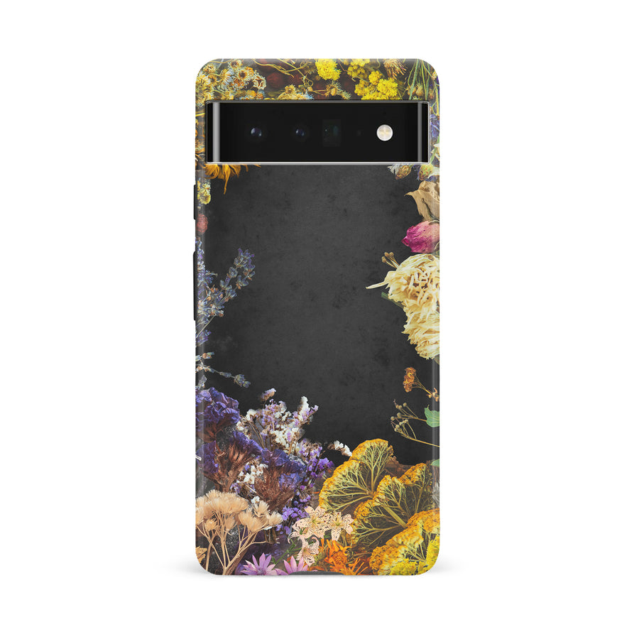 Google Pixel 6A Dried Flowers Phone Case in Black