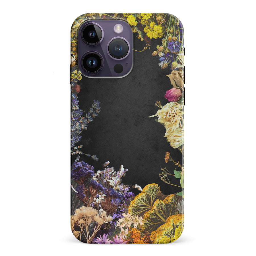 iPhone 15 Pro Dried Flowers Phone Case in Black
