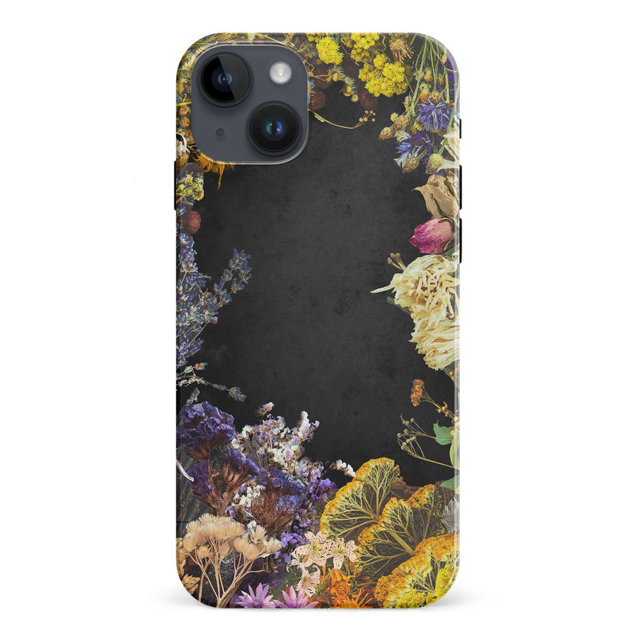 iPhone 15 Plus Dried Flowers Phone Case in Black