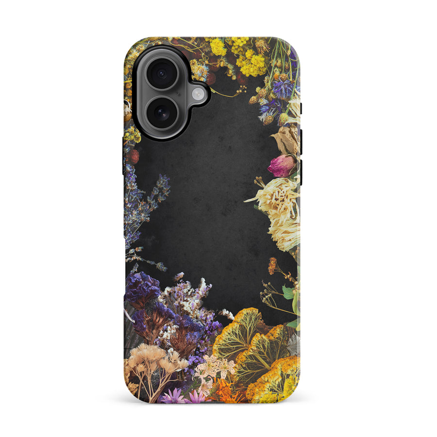 iPhone 16 Dried Flowers Phone Case in Black