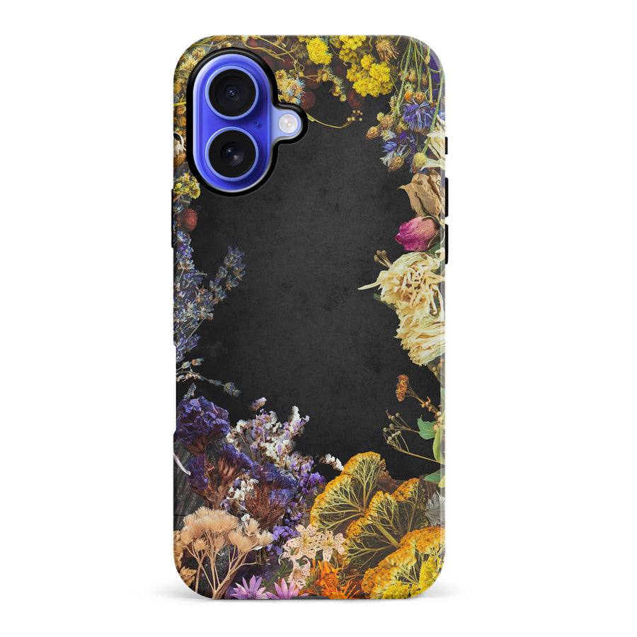 iPhone 16 Plus Dried Flowers Phone Case in Black