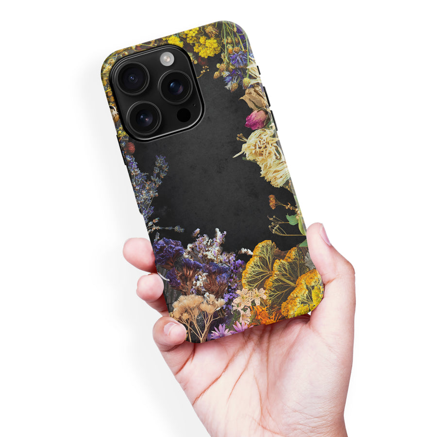 iPhone 16 Pro Max Dried Flowers Phone Case in Black