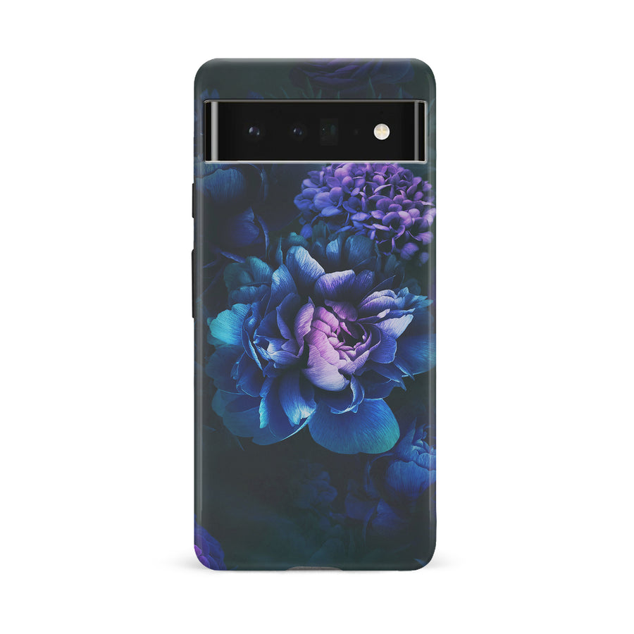 Google Pixel 6A Blue Rose Phone Case in Dark Green