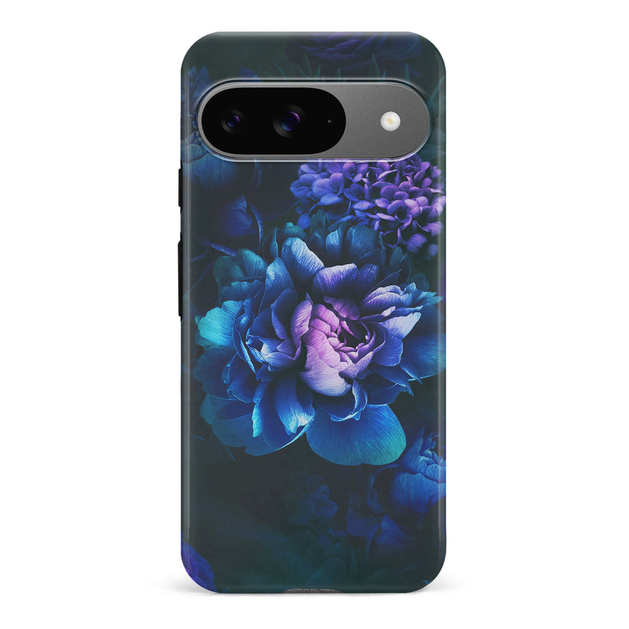 Google Pixel 9 Blue Rose Phone Case in Dark Green