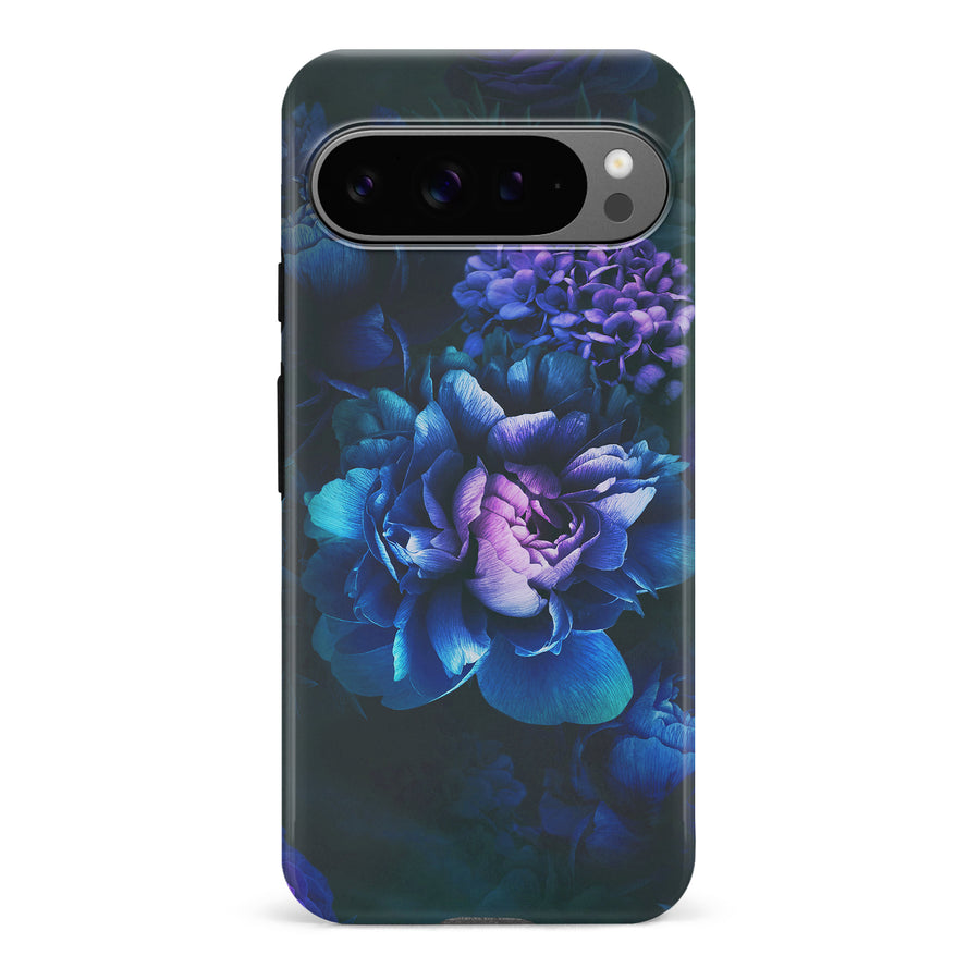 Google Pixel 9 Pro Blue Rose Phone Case in Dark Green