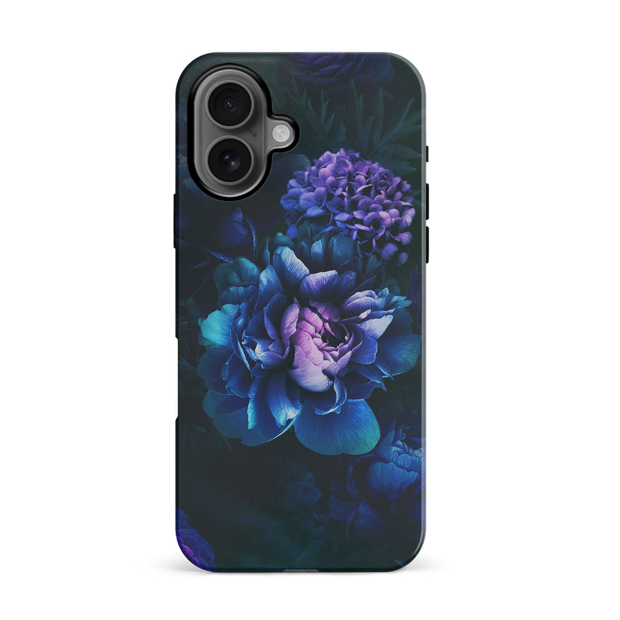 iPhone 16 Blue Rose Phone Case in Dark Green