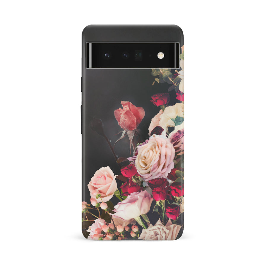 Google Pixel 6A Roses Phone Case in Black