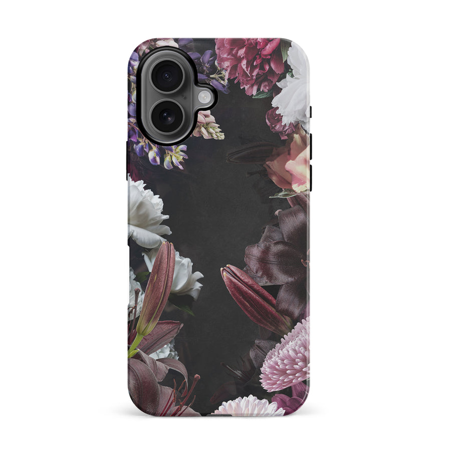 iPhone 16 Flower Garden Phone Case in Black