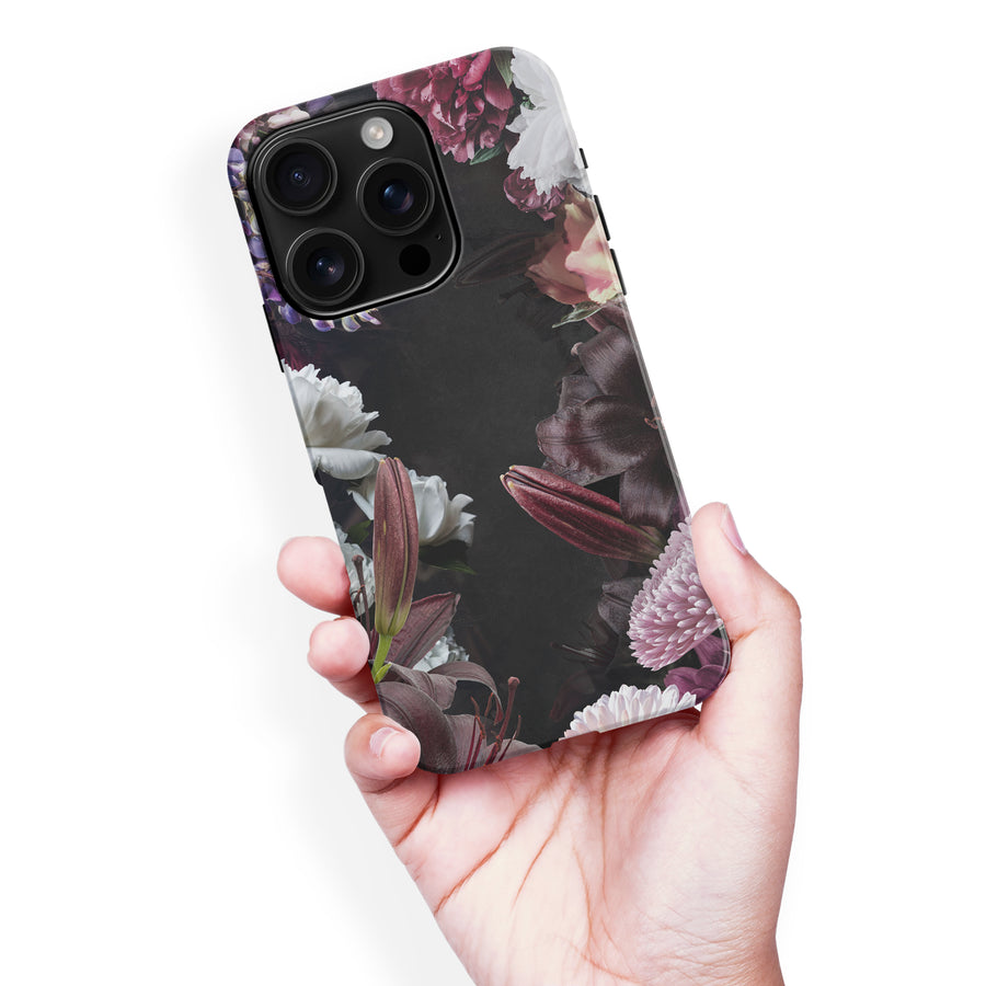 iPhone 16 Pro Max Flower Garden Phone Case in Black