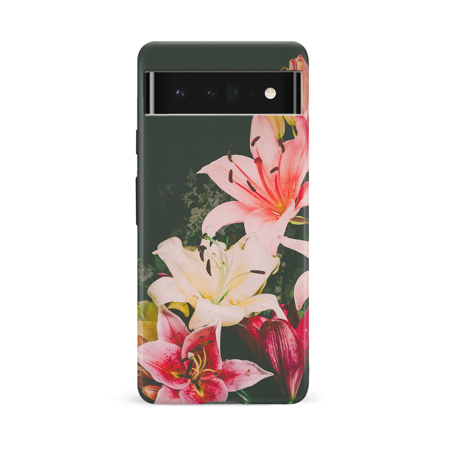 Google Pixel 6A Lily Phone Case in Black