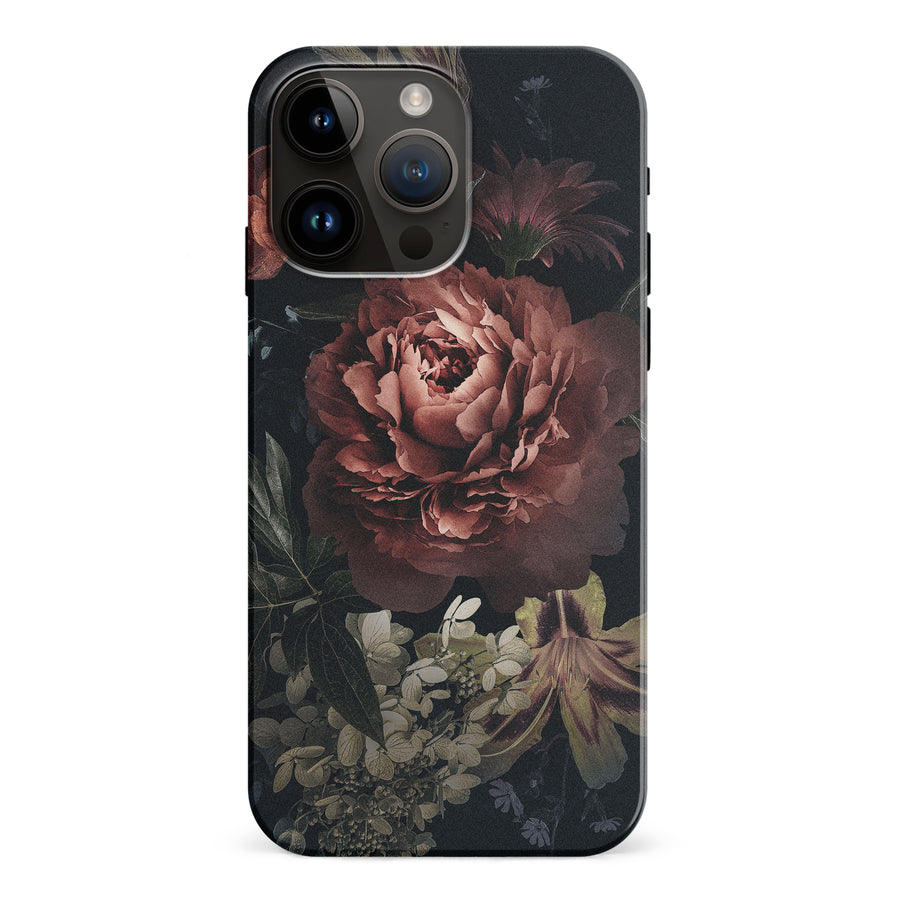 iPhone 15 Pro Max floral phone case in black