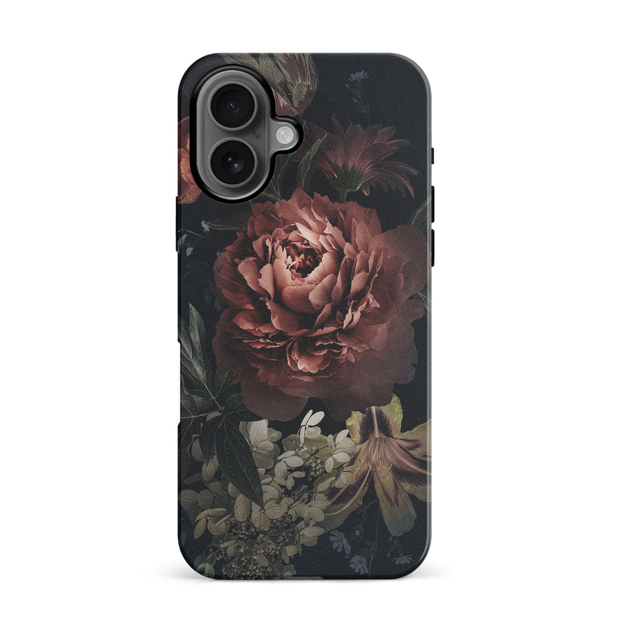 iPhone 16 floral phone case in black