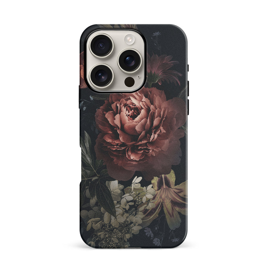 iPhone 16 Pro floral phone case in black