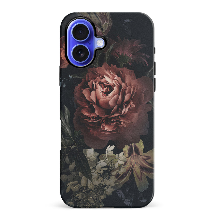 iPhone 16 Plus floral phone case in black