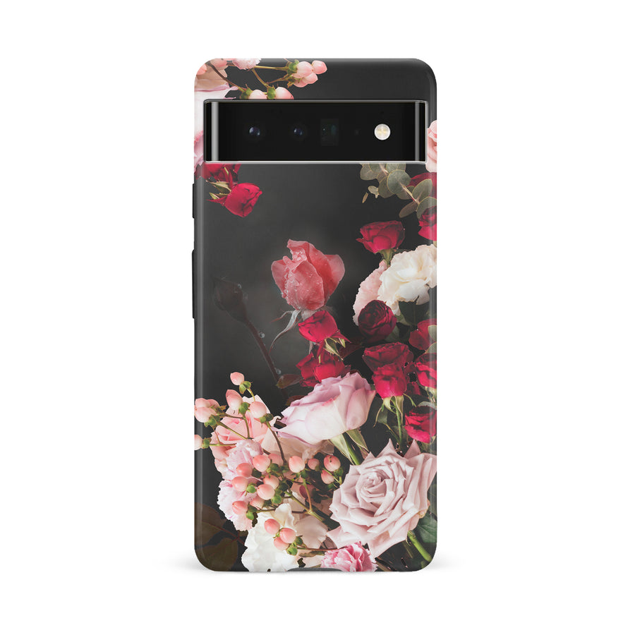 Google Pixel 6A Roses Phone Case in Black