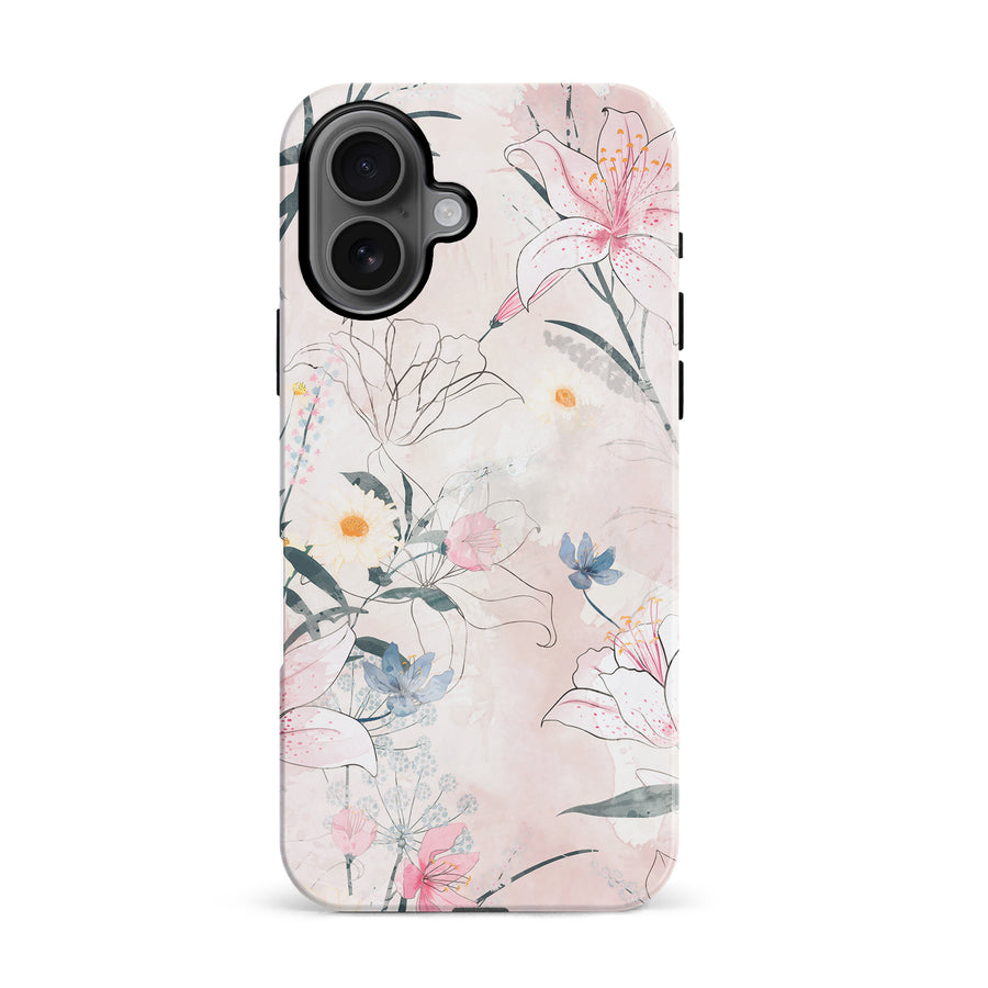 iPhone 16 Tropical Arts Phone Case in Pink