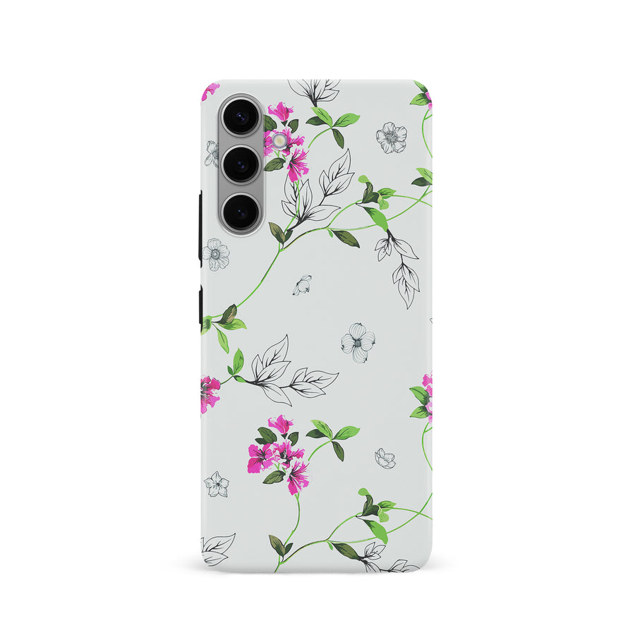 Samsung Galaxy S24  Bougainvillea Phone Case in White