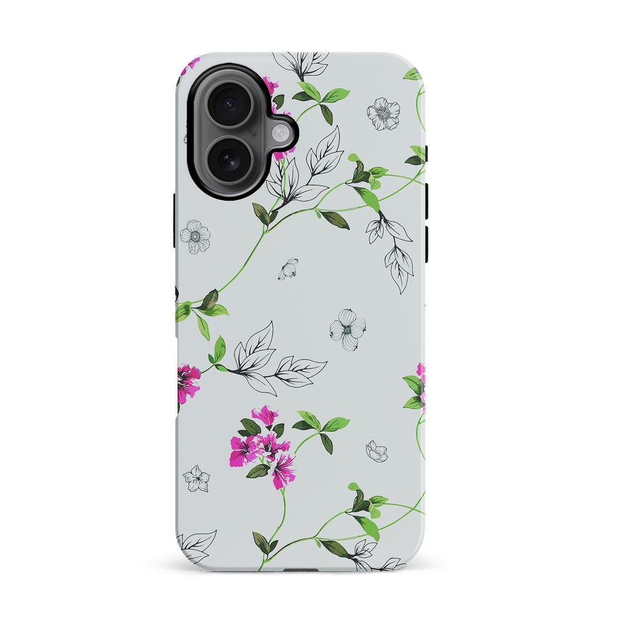 iPhone 16 Bougainvillea  Phone Case in White