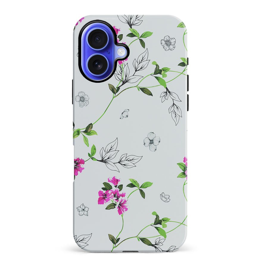 iPhone 16 Plus Bougainvillea  Phone Case in White