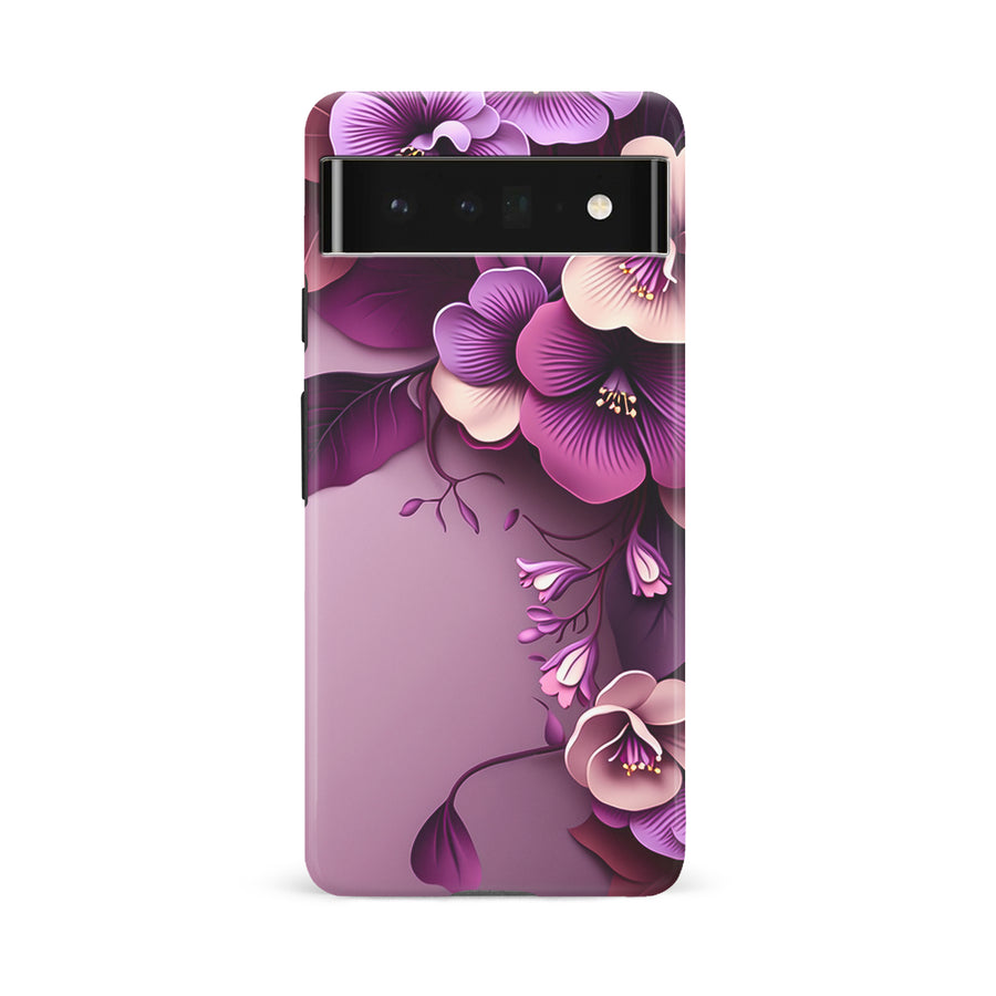 Google Pixel 6A Hibiscus Phone Case in Purple