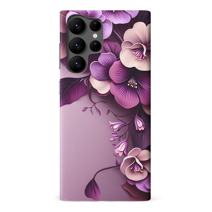Samsung Galaxy S22 Ultra Hibiscus Phone Case in Purple