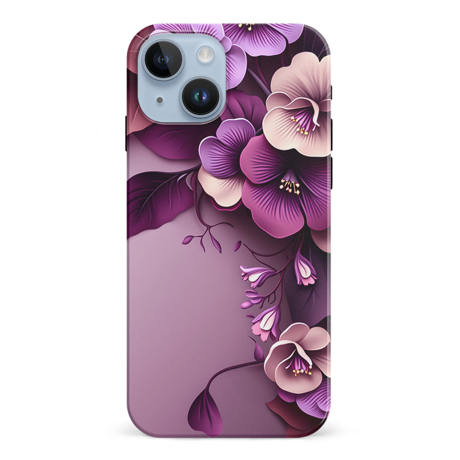 iPhone 15 Hibiscus Phone Case in Purple