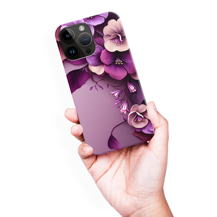iPhone 15 Pro Max Hibiscus Phone Case in Purple