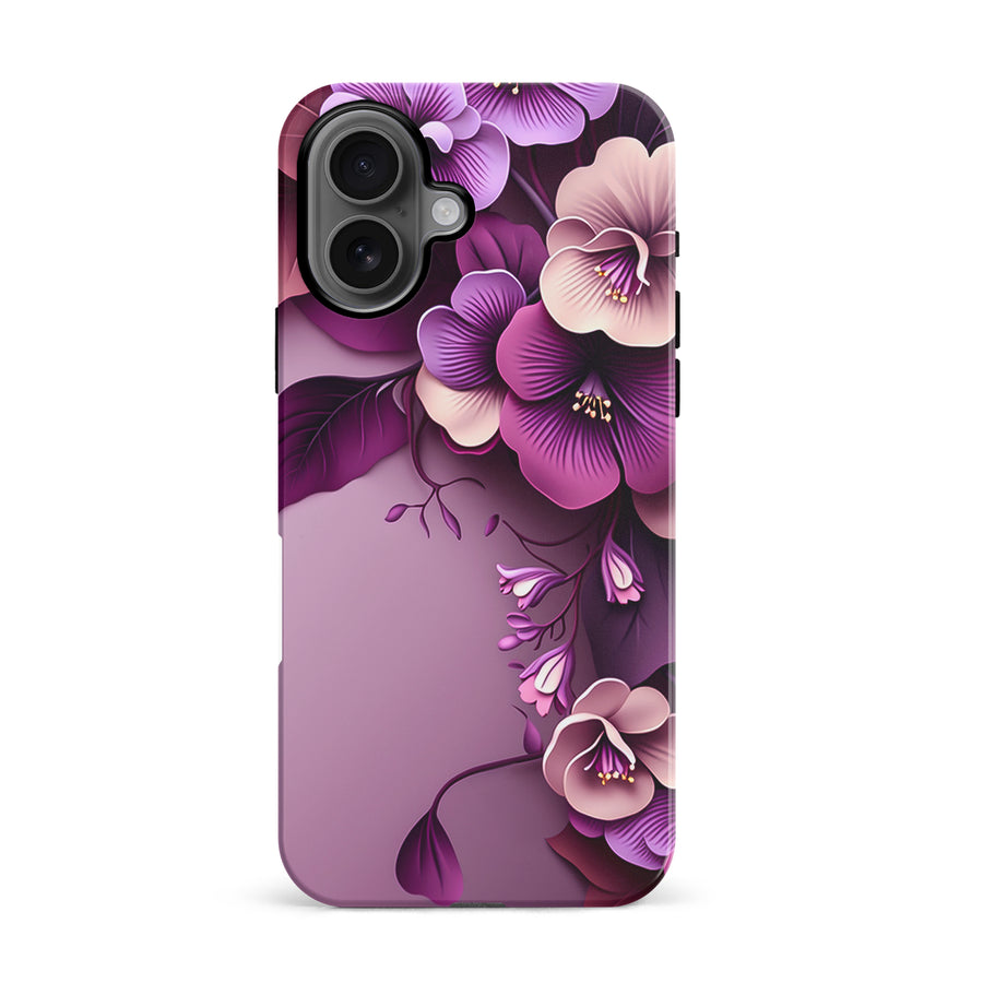 iPhone 16 Hibiscus Phone Case in Purple