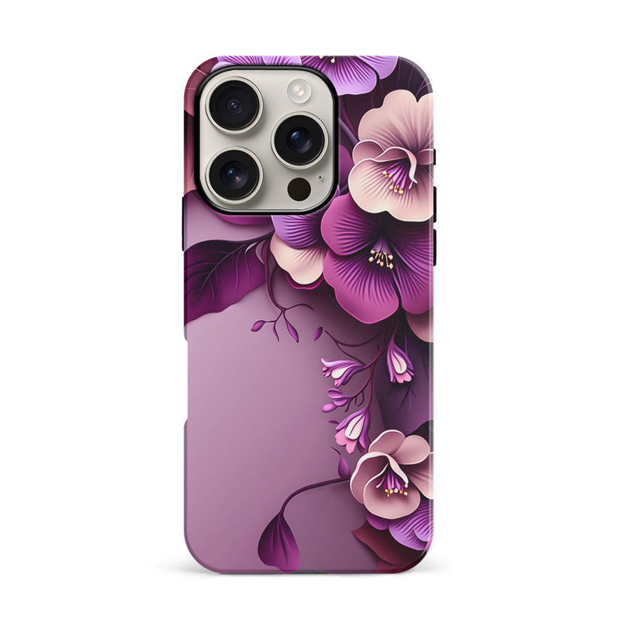 iPhone 16 Pro Hibiscus Phone Case in Purple