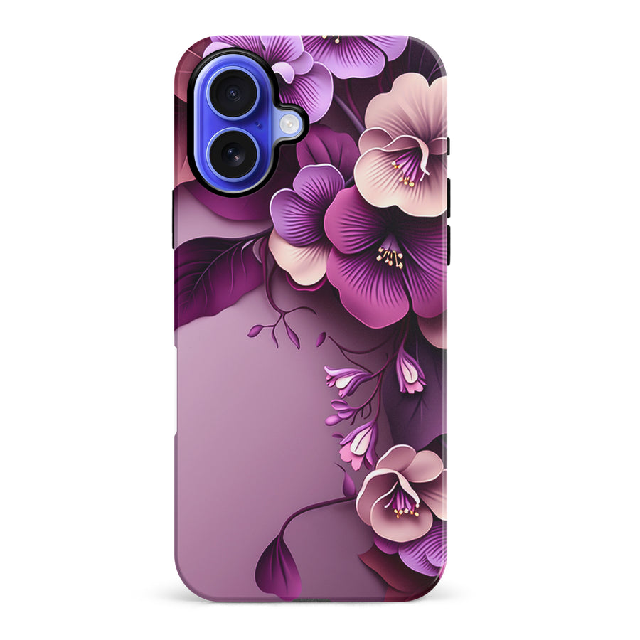 iPhone 16 Plus Hibiscus Phone Case in Purple