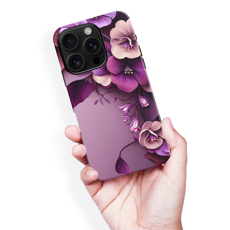 iPhone 16 Pro Max Hibiscus Phone Case in Purple