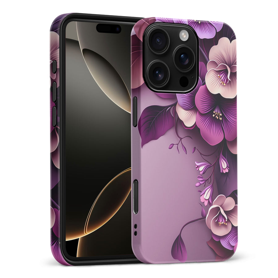 iPhone 16 Pro Max Hibiscus Phone Case in Purple