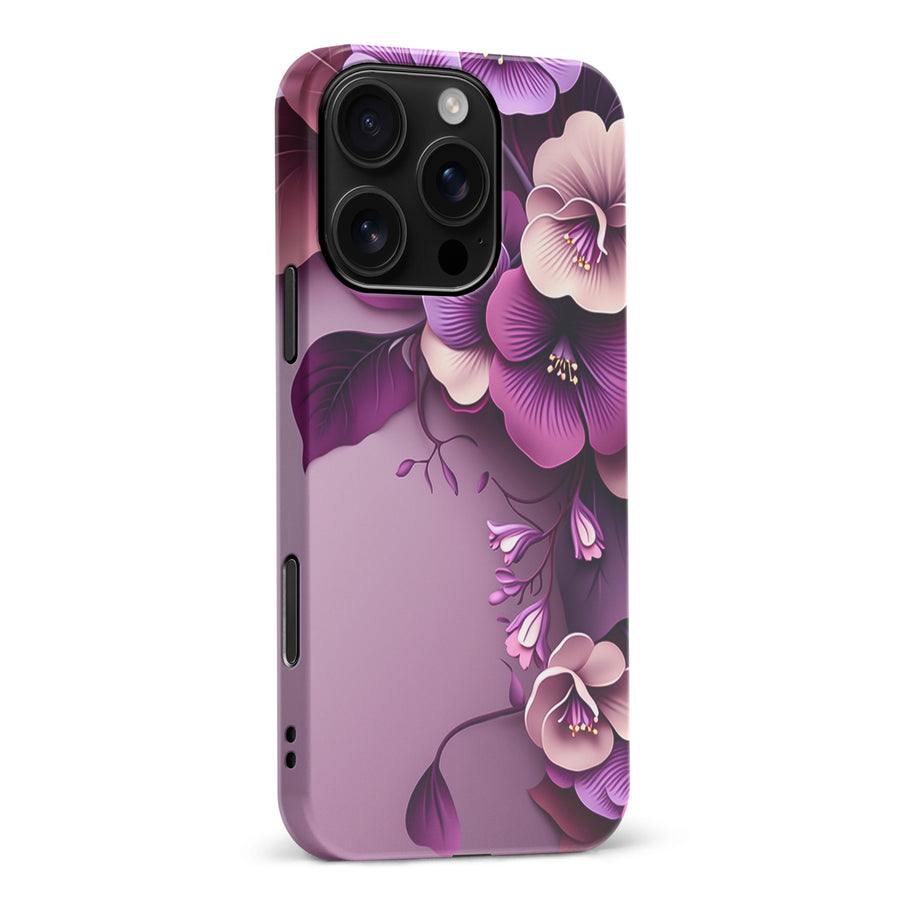 iPhone 16 Pro Max Hibiscus Phone Case in Purple