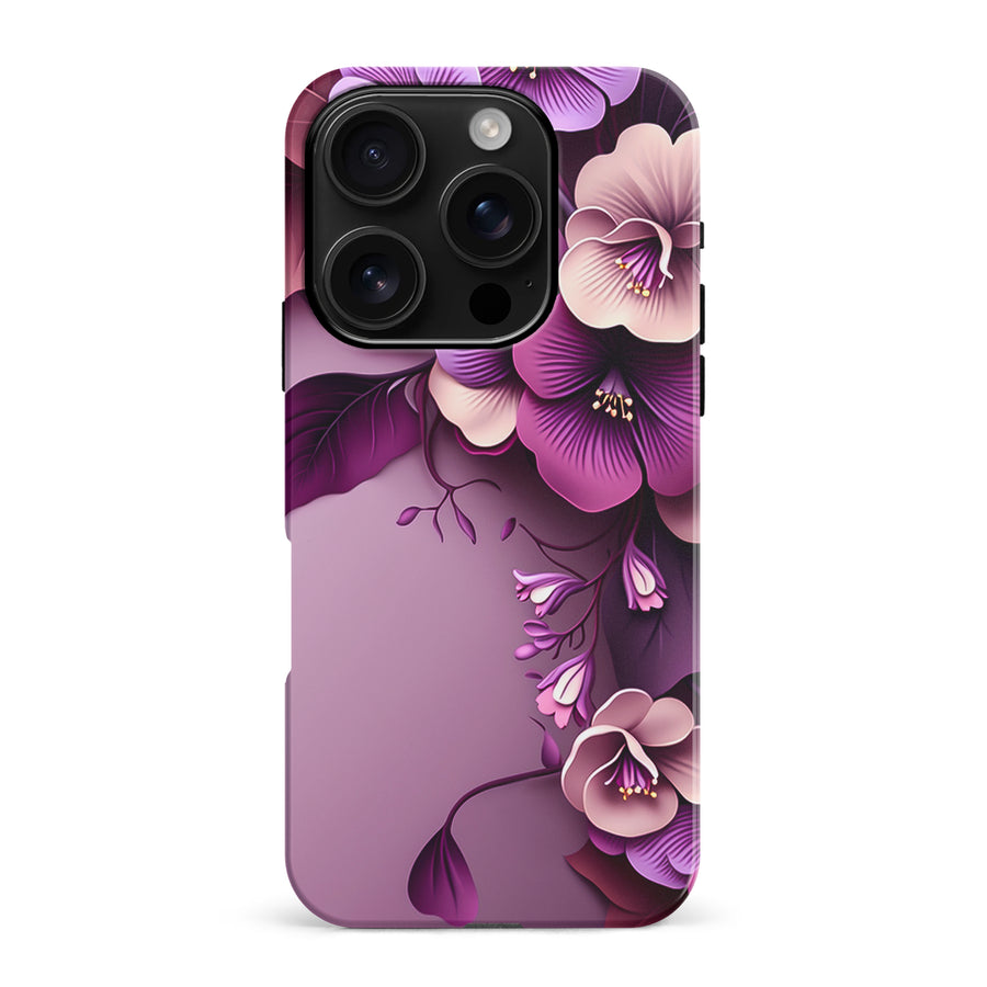 iPhone 16 Pro Max Hibiscus Phone Case in Purple