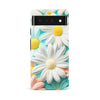 Google Pixel 6A Floral Phone Case in White