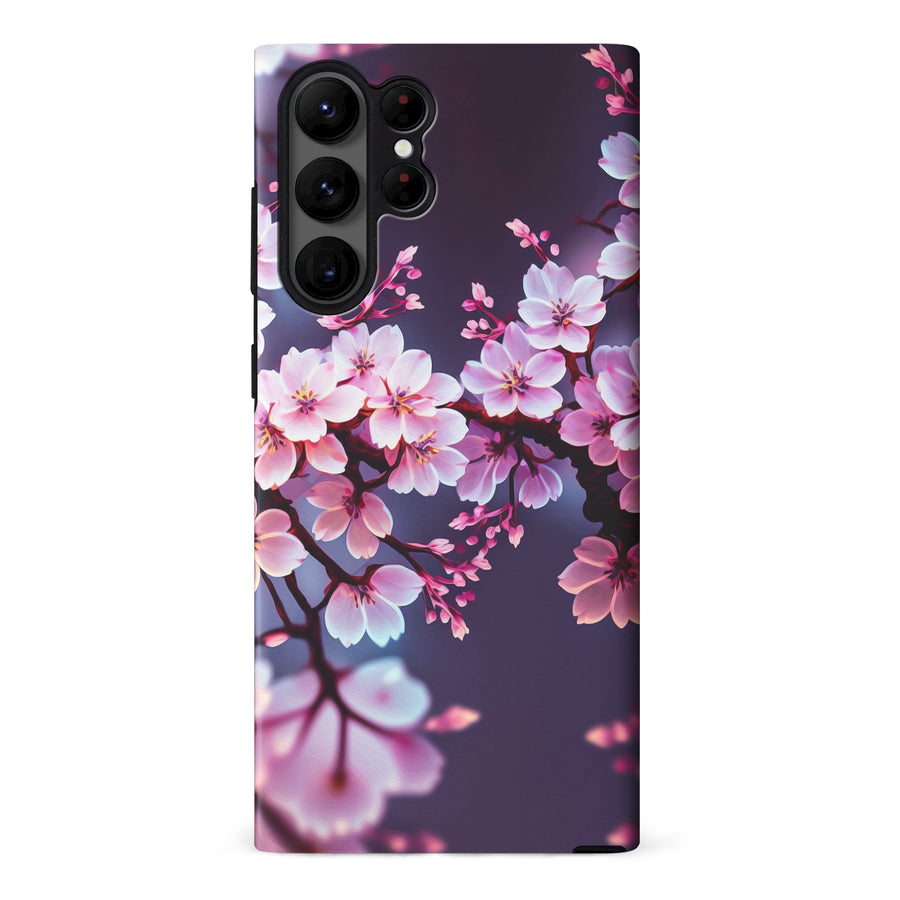 Samsung Galaxy S23 Ultra Cherry Blossom Phone Case in Purple