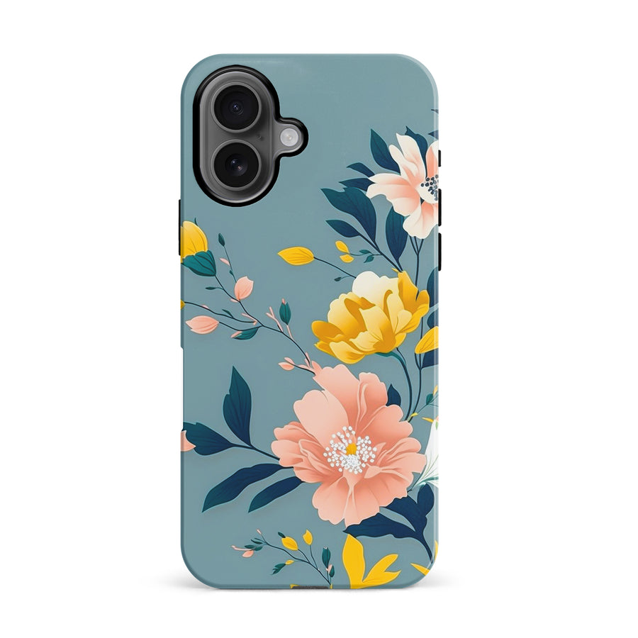 iPhone 16 Hibiscus Phone Case in Blue