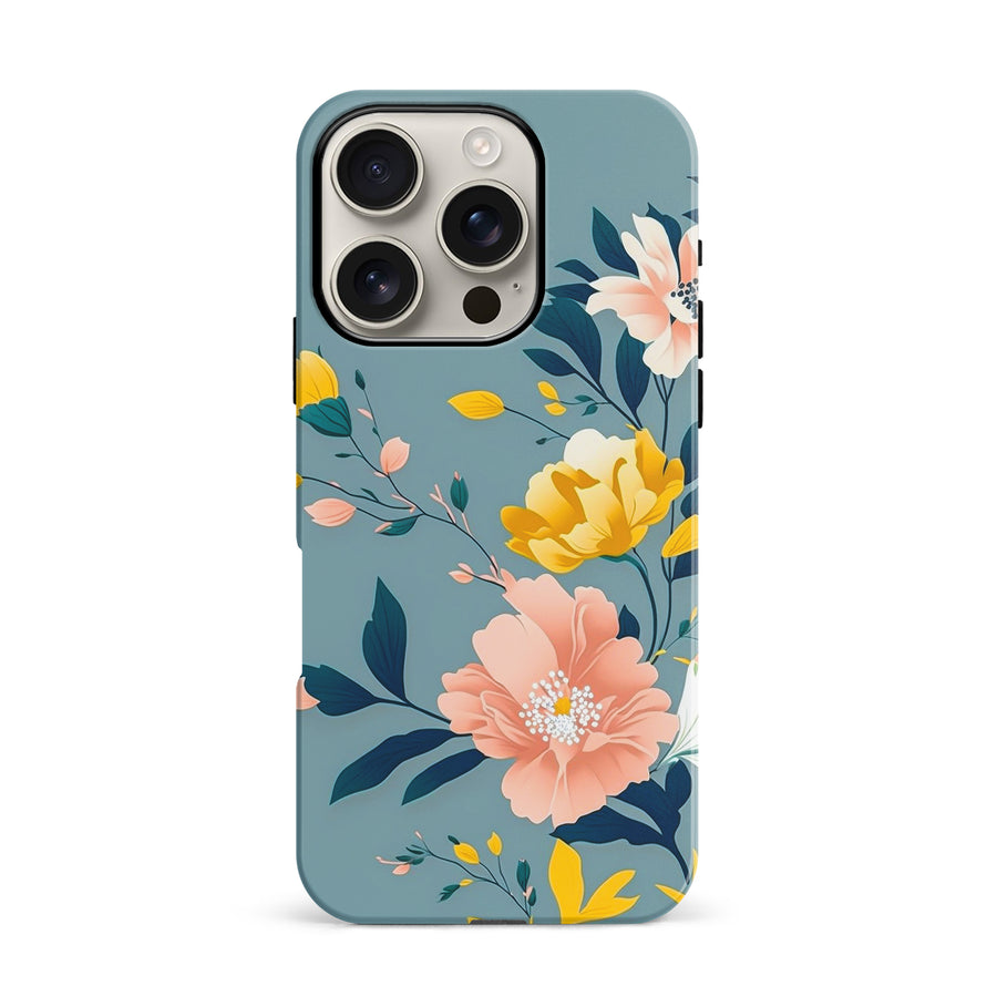 iPhone 16 Pro Hibiscus Phone Case in Blue