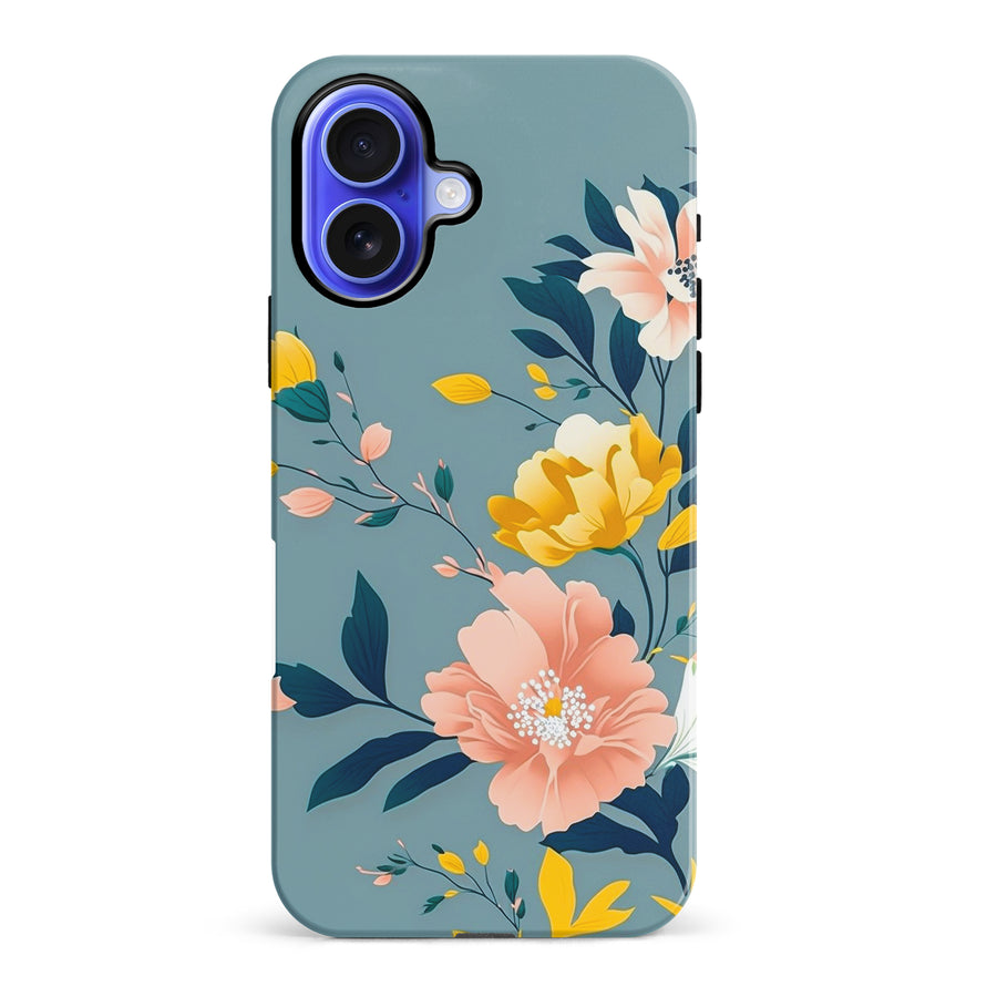 iPhone 16 Plus Hibiscus Phone Case in Blue