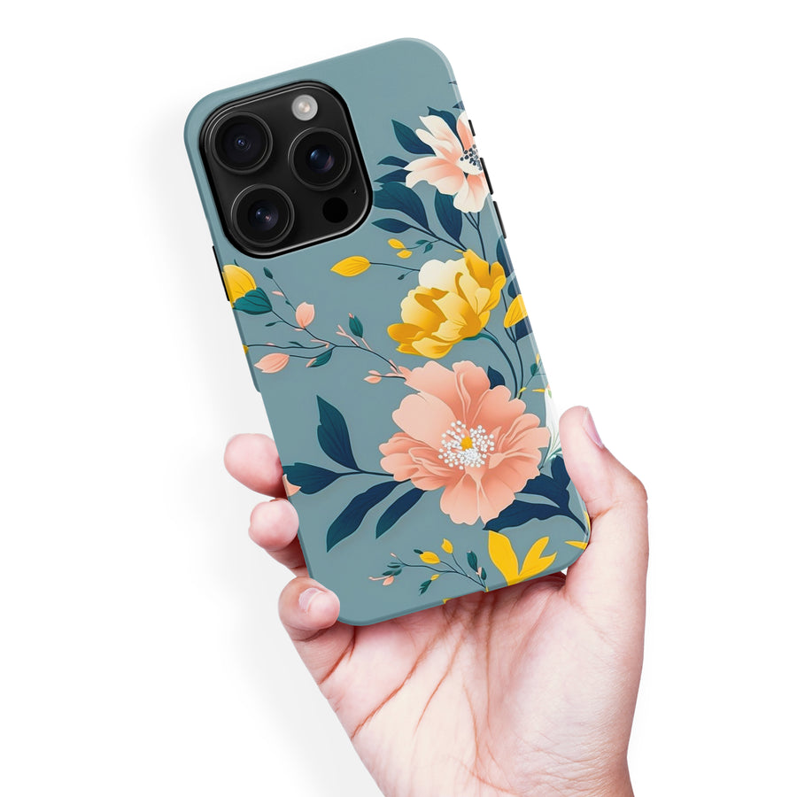 iPhone 16 Pro Max Hibiscus Phone Case in Blue