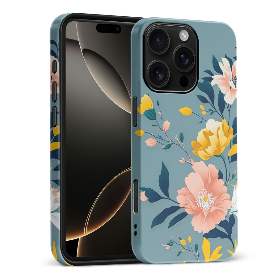 iPhone 16 Pro Max Hibiscus Phone Case in Blue